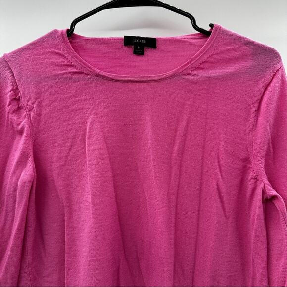 J. Crew Pink 100% Merino Wool‎ Long Sleeve Pullover Sweater Size M - Picture 2 of 9
